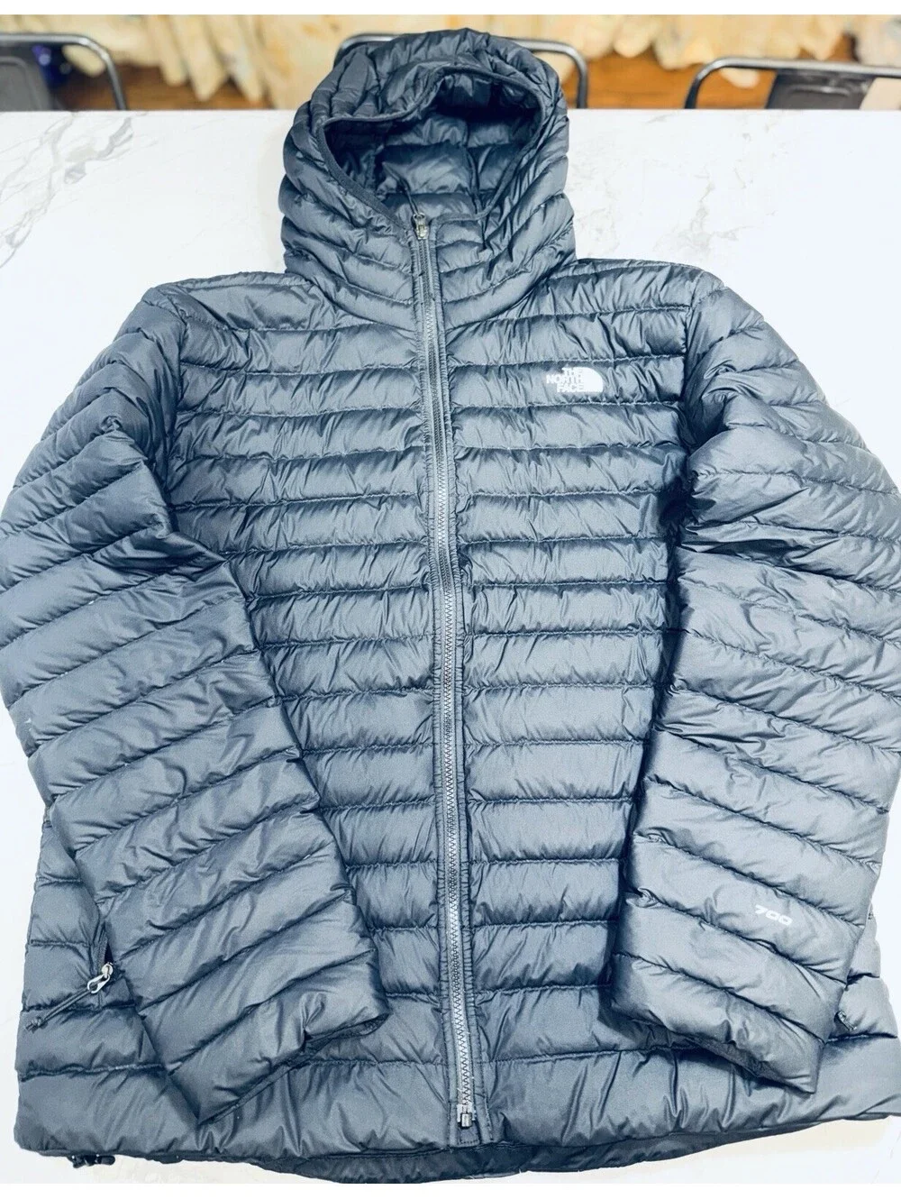 The North Face Mens XL Stretch Down Hoodie Black 700 Fill Puffer NF0A3Y55